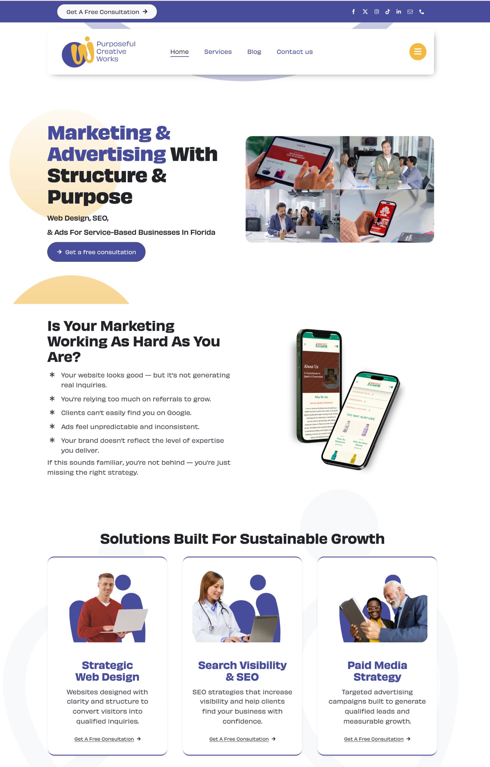 Insurance service website home page